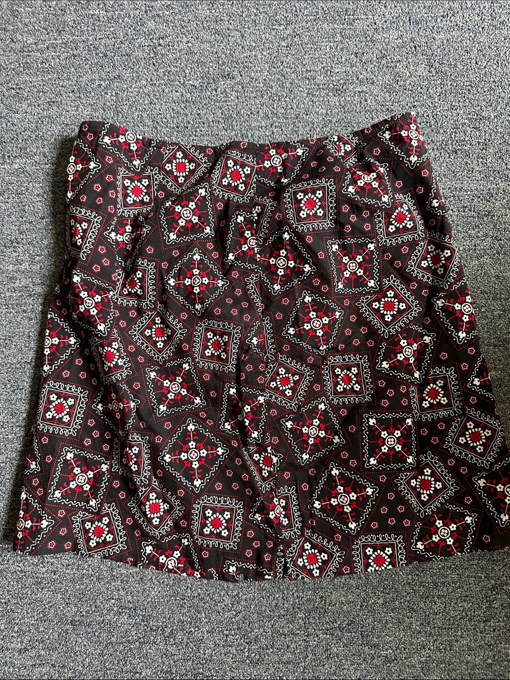 Sonoma Black A-Line Skirt with Red and White Bandana Print